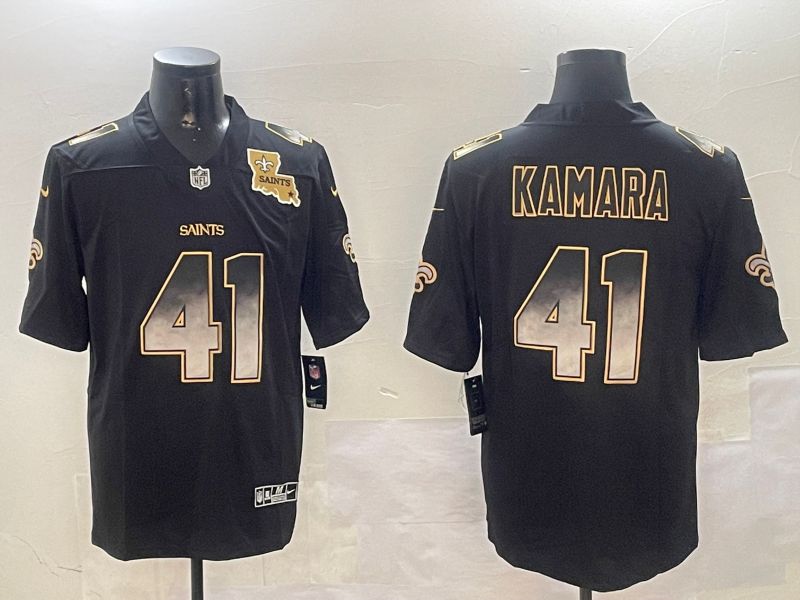 Men New Orleans Saints #41 Kamara Black Nike Smoke Fashion 2024 Limited NFL Jersey style 2